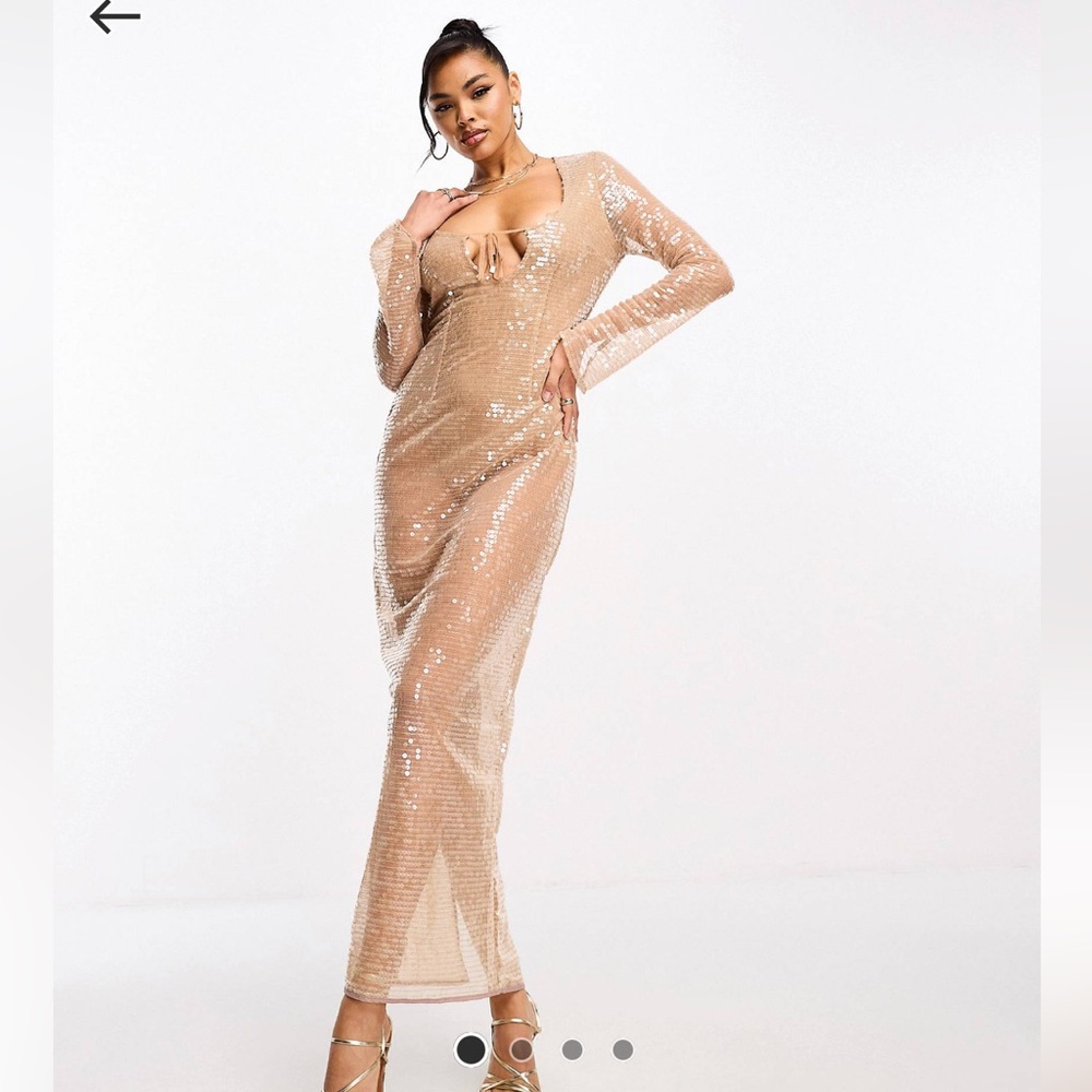 Sheer gold sequin maxi dress